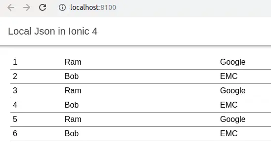 ionic json example