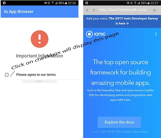 Ionic inappbrowser example
