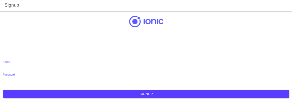ionic firebase signup page