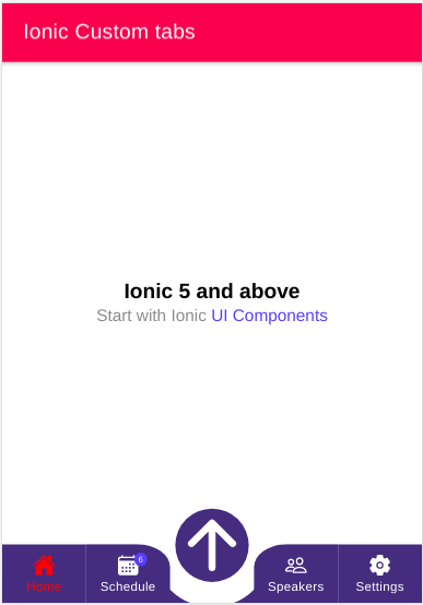 ionic custom  tabs example or ionic tabs example