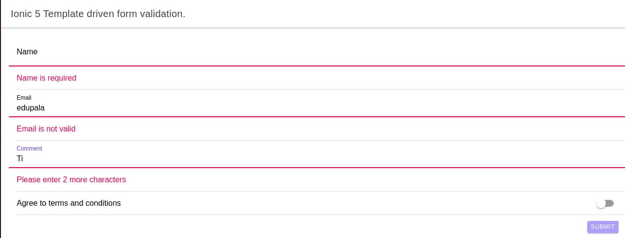 Ionic Template-driven Form Validation Detail With An Example.