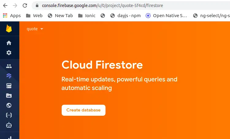 Create Firebase project