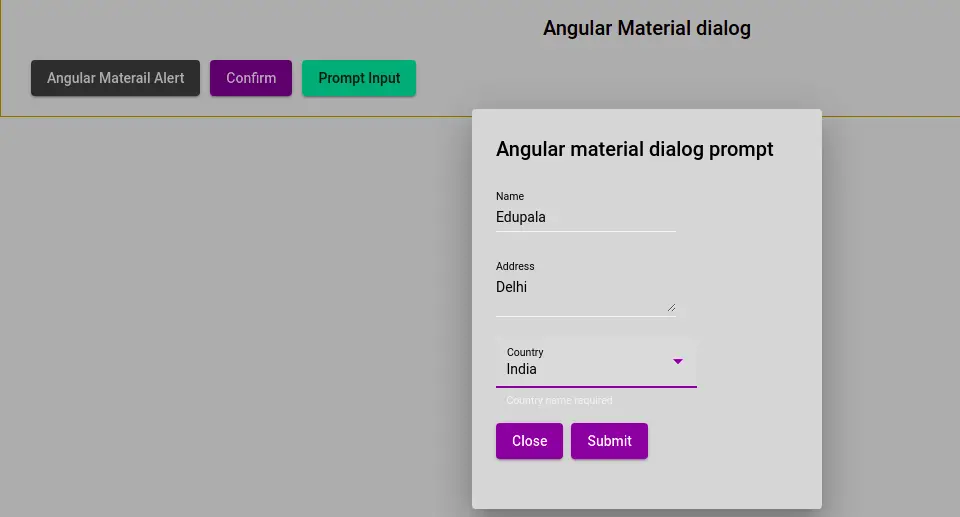 How to implement Angular material dialog .? - Edupala