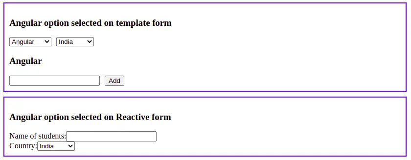 Angular option selected example