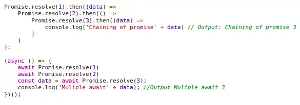 Javascript await example