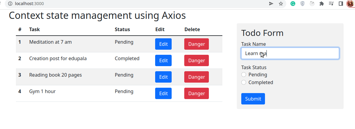 Axios Call Example React