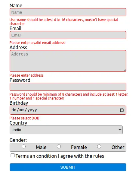 React Js Form Validation Example Class Component - Printable Templates ...