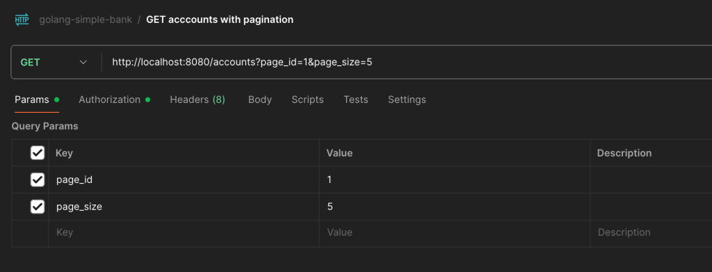  Golang API GET with pagination